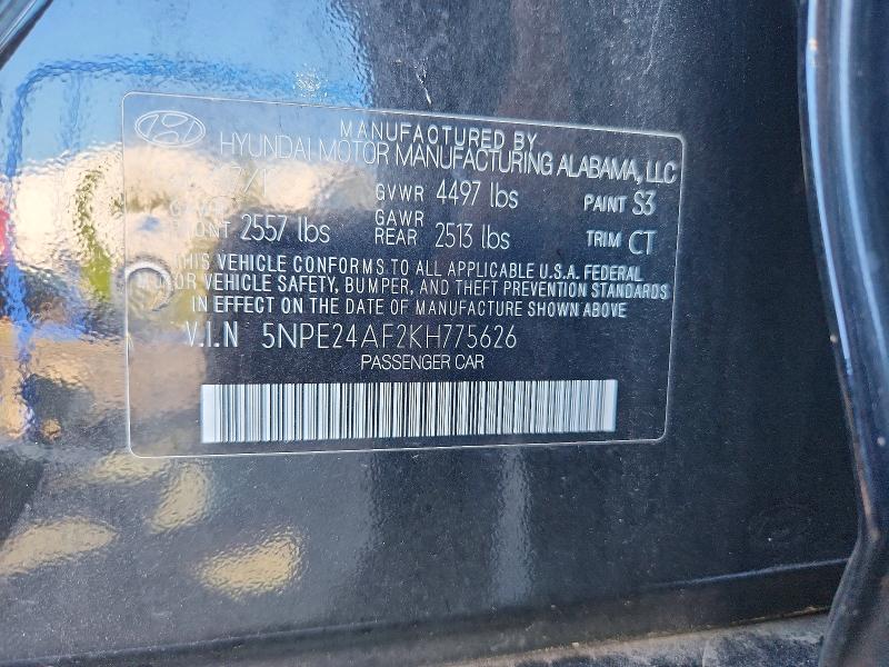 Продаж на аукціоні авто 2019 Hyundai Sonata, vin: 5NPE24AF2KH775626, номер лоту: 64727236