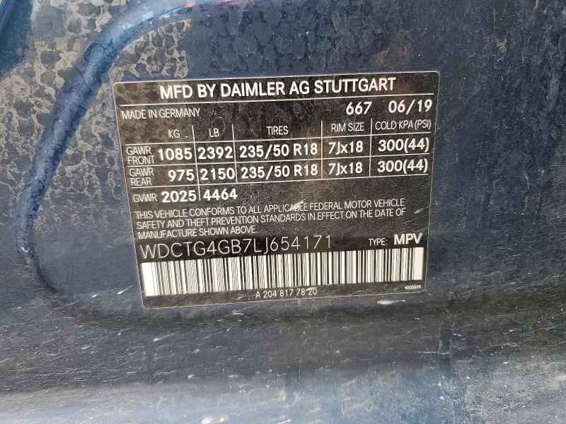 66658676 :رقم المزاد ، WDCTG4GB7LJ654171 vin ، 2020 Mercedes-benz Gla مزاد بيع