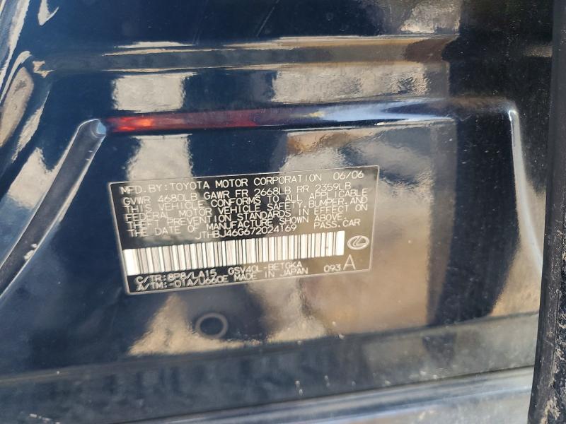 Продажа на аукционе авто 2007 Lexus Es, vin: JTHBJ46G672024169, номер лота: 66095346