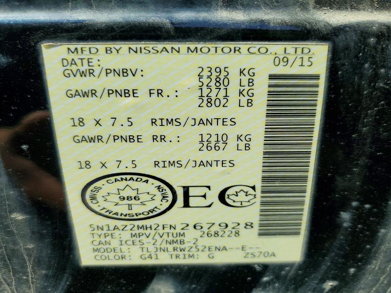 Продажа на аукционе авто 2015 Nissan Murano, vin: 5N1AZ2MH2FN267928, номер лота: 64056616