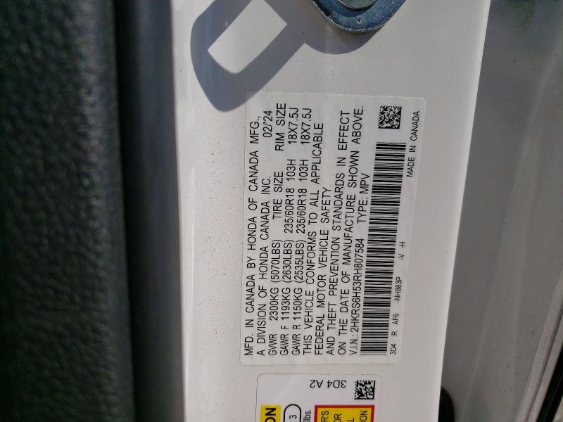Aukcja sprzedaży 2024 Honda Cr-v, vin: 2HKRS6H53RH807584, numer aukcji: 63588156