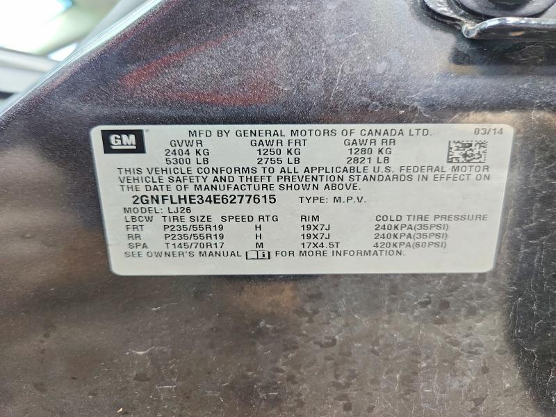 63939726 :رقم المزاد ، 2GNFLHE34E6277615 vin ، 2014 Chevrolet Equinox مزاد بيع