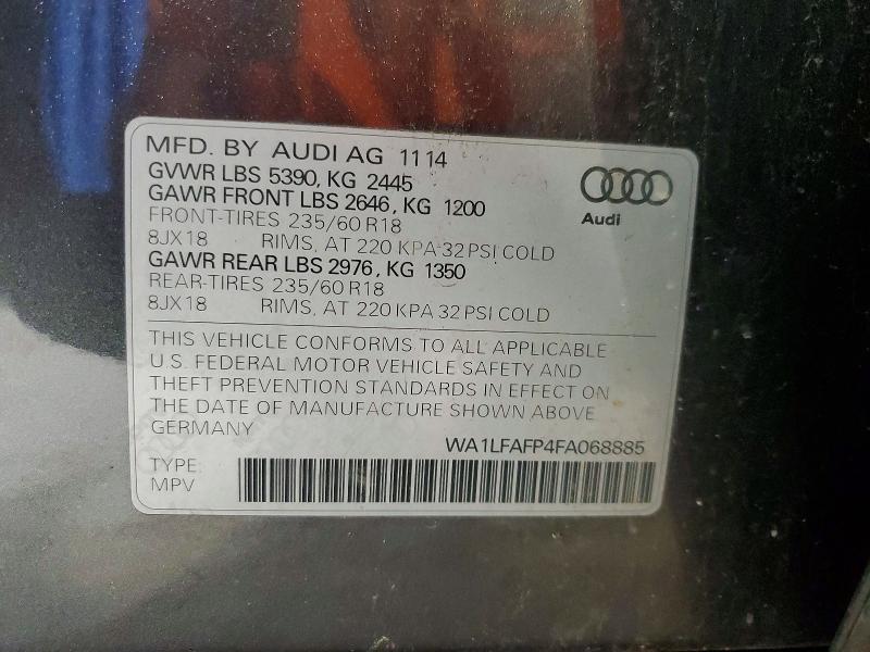 Aukcja sprzedaży 2015 Audi Q5, vin: WA1LFAFP4FA068885, numer aukcji: 66504736