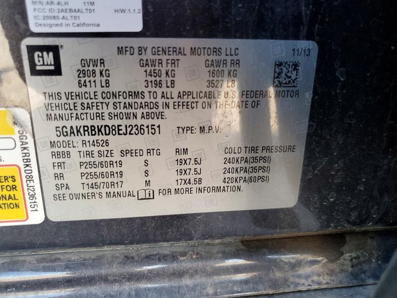 Aukcja sprzedaży 2014 Buick Enclave, vin: 5GAKRBKD8EJ236151, numer aukcji: 63765936