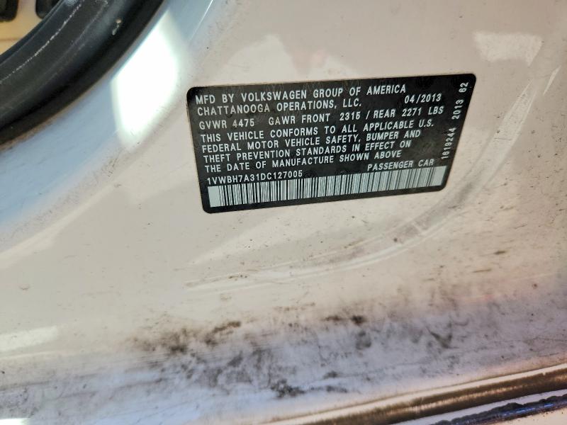 Продажа на аукционе авто 2013 Volkswagen Passat, vin: 1VWBH7A31DC127005, номер лота: 65703396