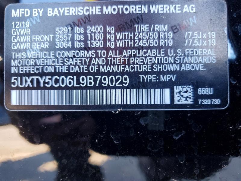 Aukcja sprzedaży 2020 Bmw X3, vin: 5UXTY5C06L9B79029, numer aukcji: 64326356