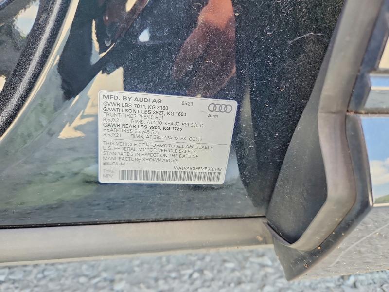 2021 Audi E-tron მანქანა იყიდება აუქციონზე, vin: WA1VABGE5MB038148, აუქციონის ნომერი: 66827186