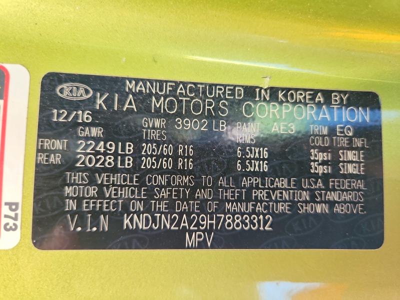 Aukcja sprzedaży 2017 Kia Soul, vin: KNDJN2A29H7883312, numer aukcji: 66166276