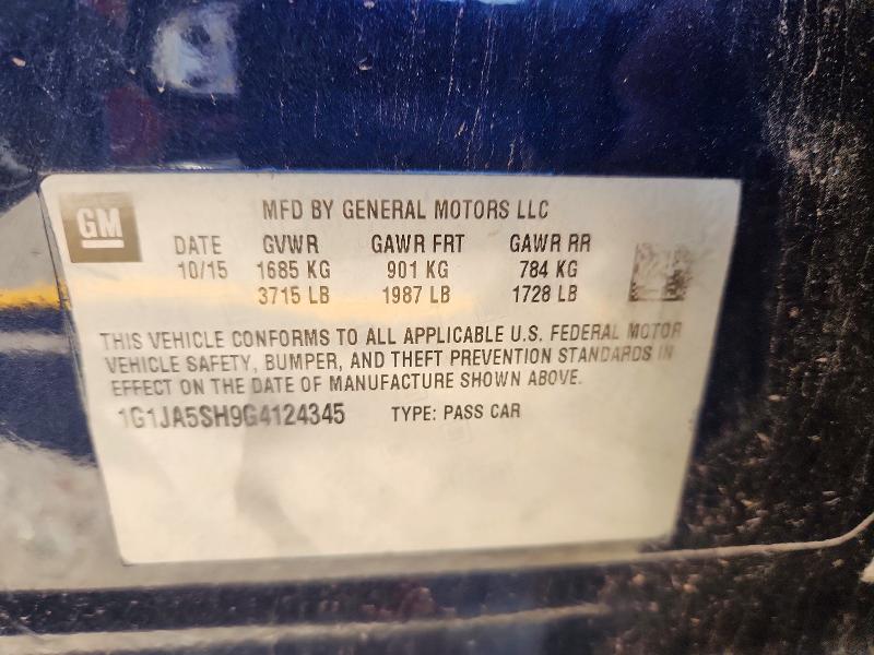 Продажа на аукционе авто 2016 Chevrolet Sonic, vin: 1G1JA5SH9G4124345, номер лота: 63950496