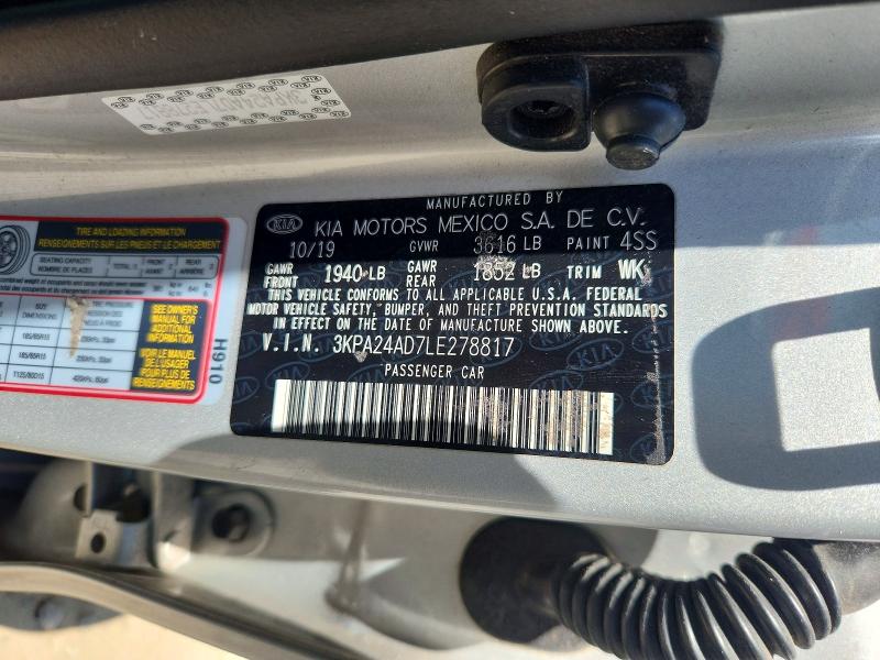 63756076 :رقم المزاد ، 3KPA24AD7LE278817 vin ، 2020 Kia Rio مزاد بيع