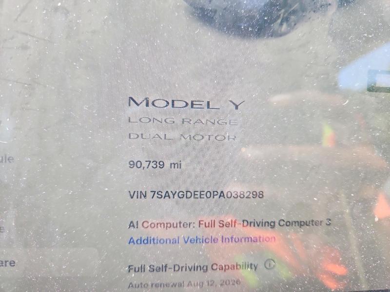 63613316 :رقم المزاد ، 7SAYGDEE0PA038298 vin ، 2023 Tesla Model Y مزاد بيع