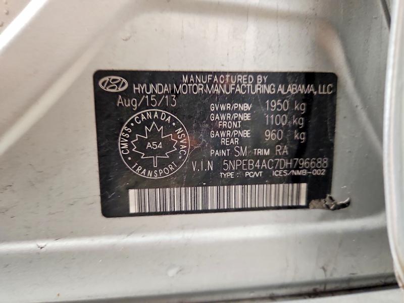 66103116 :رقم المزاد ، 5NPEB4AC7DH796688 vin ، 2013 Hyundai Sonata مزاد بيع