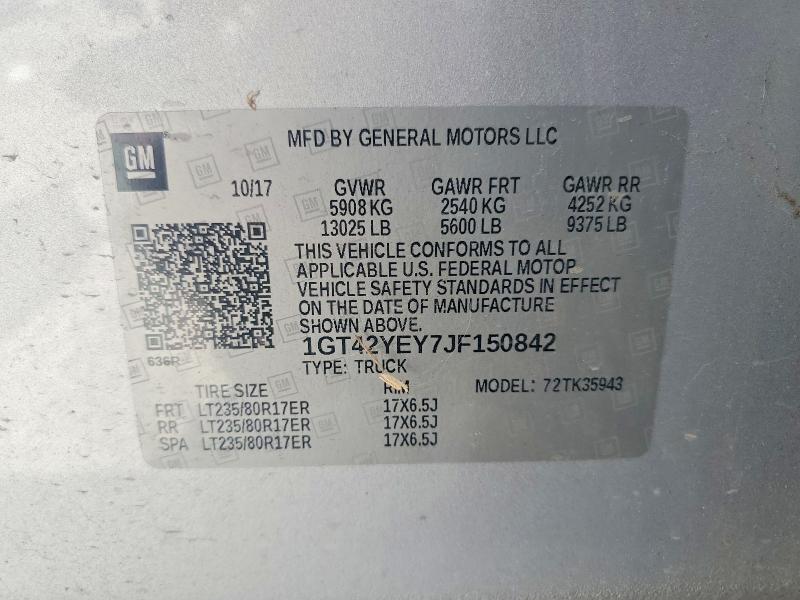 Продаж на аукціоні авто 2018 Gmc Sierra, vin: 1GT42YEY7JF150842, номер лоту: 65043396