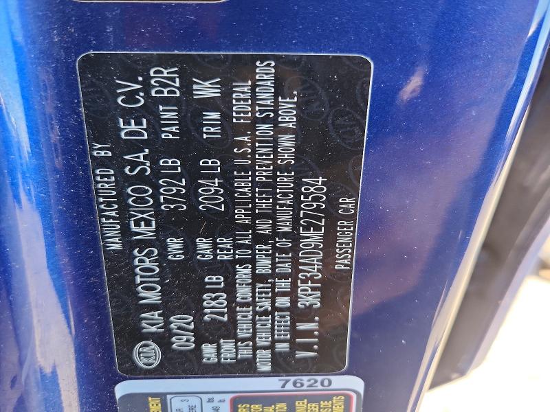2021 Kia Forte მანქანა იყიდება აუქციონზე, vin: 3KPF34AD9ME279584, აუქციონის ნომერი: 63487096