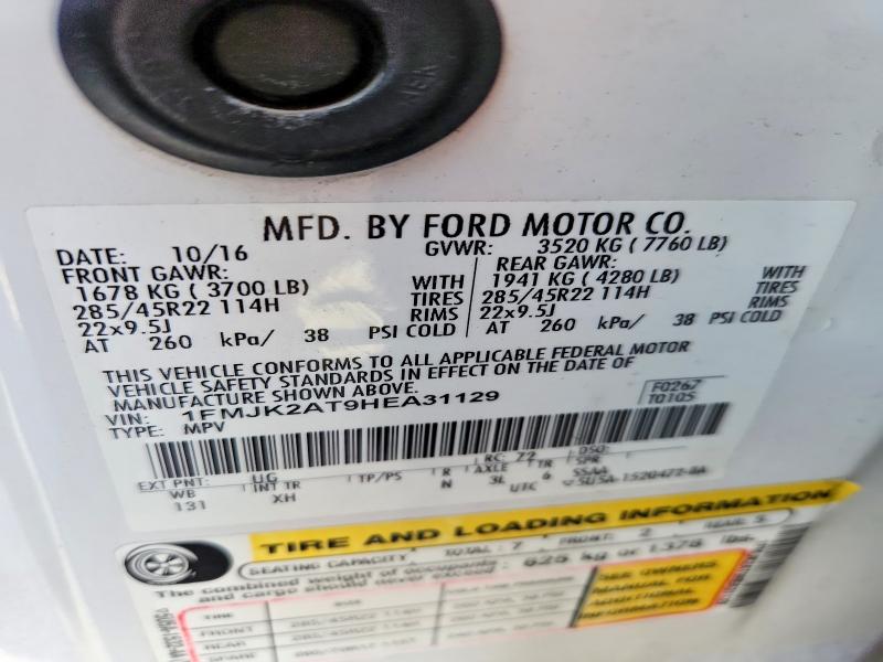 Продаж на аукціоні авто 2017 Ford Expedition, vin: 1FMJK2AT9HEA31129, номер лоту: 65575696
