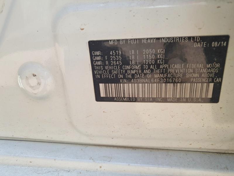 Продаж на аукціоні авто 2015 Subaru Legacy, vin: 4S3BNAL64F3016760, номер лоту: 65894176