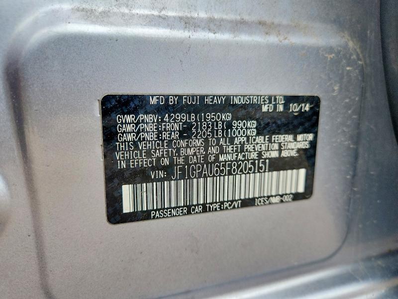 2015 Subaru Impreza მანქანა იყიდება აუქციონზე, vin: JF1GPAU65F8205151, აუქციონის ნომერი: 65339746