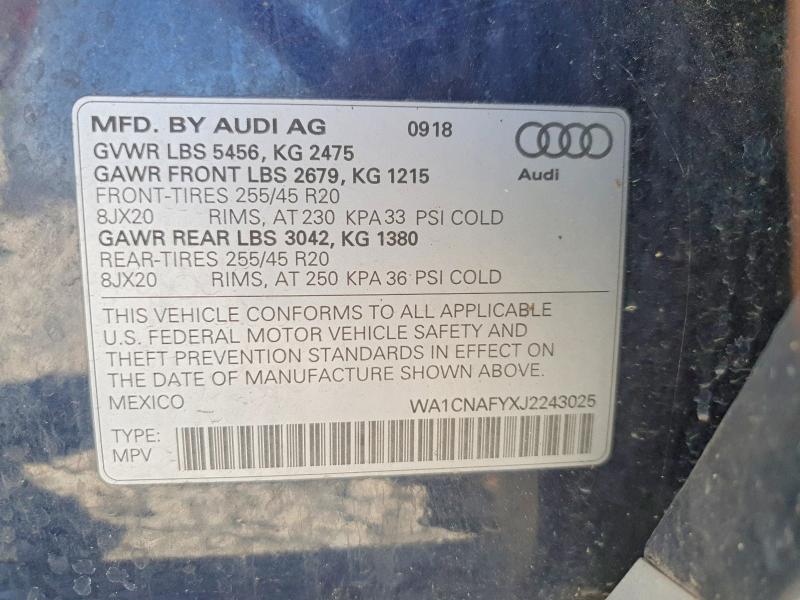 Aukcja sprzedaży 2018 Audi Q5, vin: WA1CNAFYXJ2243025, numer aukcji: 65835026