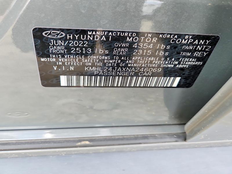 Продажа на аукционе авто 2022 Hyundai Sonata, vin: KMHL24JAXNA246069, номер лота: 64512546