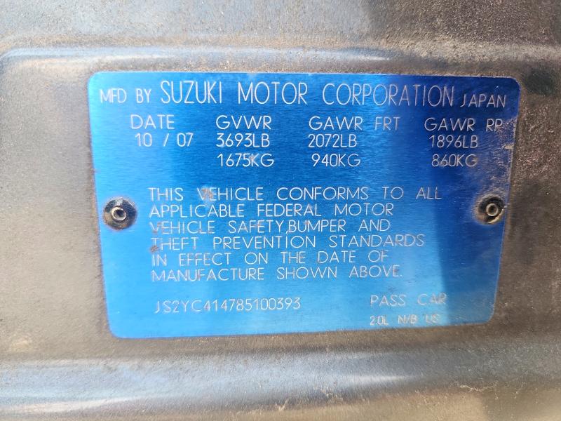 65875976 :رقم المزاد ، JS2YC414785100393 vin ، 2008 Suzuki Sx4 مزاد بيع