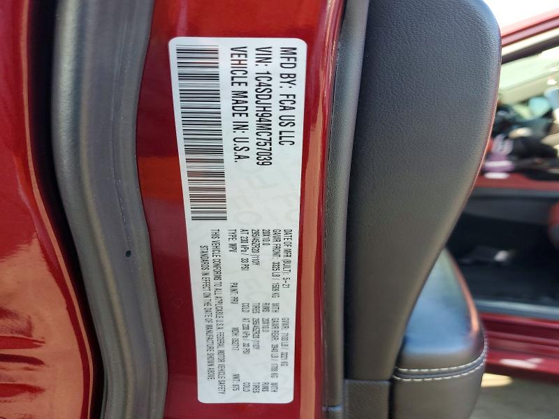 63756106 :رقم المزاد ، 1C4SDJH94MC757039 vin ، 2021 Dodge Durango مزاد بيع