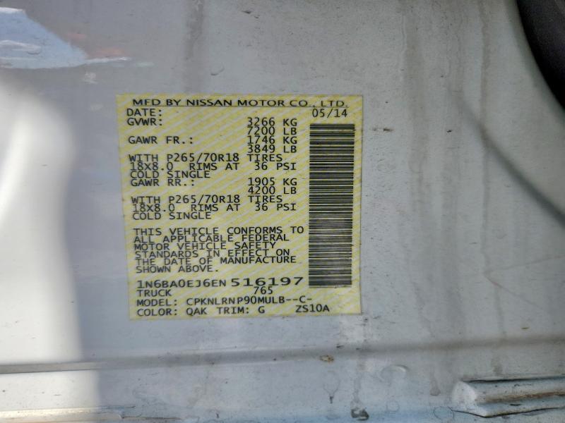 2014 Nissan Titan მანქანა იყიდება აუქციონზე, vin: 1N6BA0EJ6EN516197, აუქციონის ნომერი: 66704116