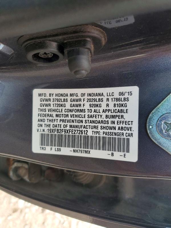 66633276 :رقم المزاد ، 19XFB2F9XFE272612 vin ، 2015 Honda Civic مزاد بيع