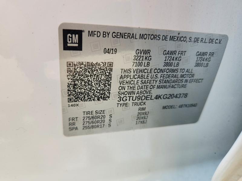 Продаж на аукціоні авто 2019 Gmc Sierra, vin: 3GTU9DEL4KG204378, номер лоту: 66470106