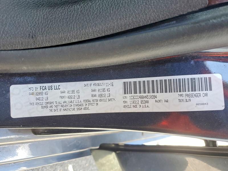 Aukcja sprzedaży 2017 Chrysler 200, vin: 1C3CCCAB8HN510394, numer aukcji: 64729626
