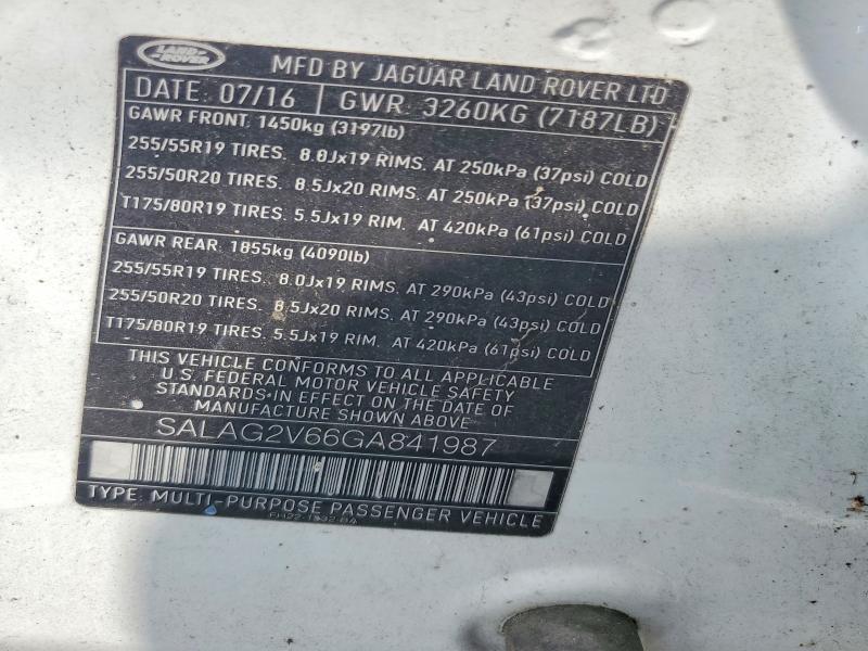 Продажа на аукционе авто 2016 Land Rover Lr4, vin: SALAG2V66GA841987, номер лота: 66416886