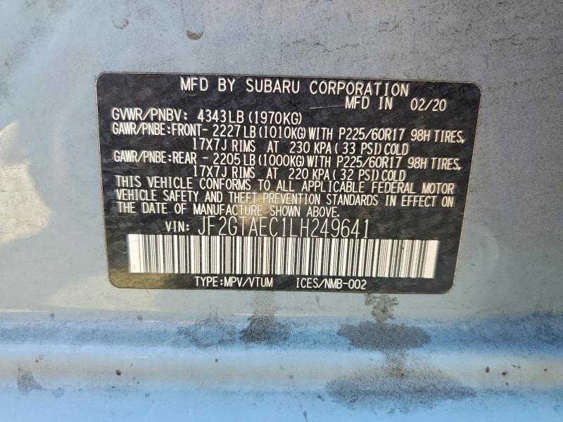 Aukcja sprzedaży 2020 Subaru Crosstrek, vin: JF2GTAEC1LH249641, numer aukcji: 66423546