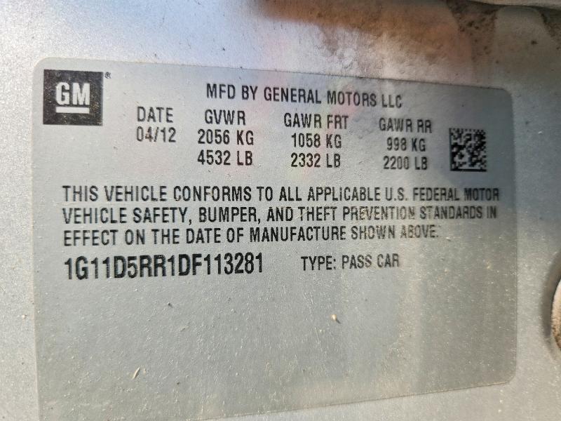 Aukcja sprzedaży 2013 Chevrolet Malibu, vin: 1G11D5RR1DF113281, numer aukcji: 64325676