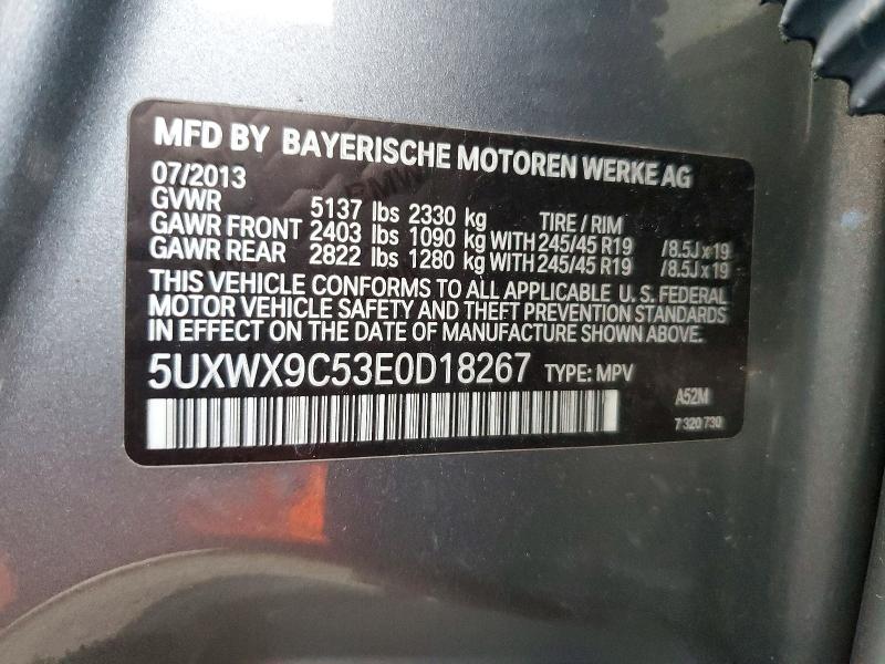 2014 Bmw X3 მანქანა იყიდება აუქციონზე, vin: 5UXWX9C53E0D18267, აუქციონის ნომერი: 65037006