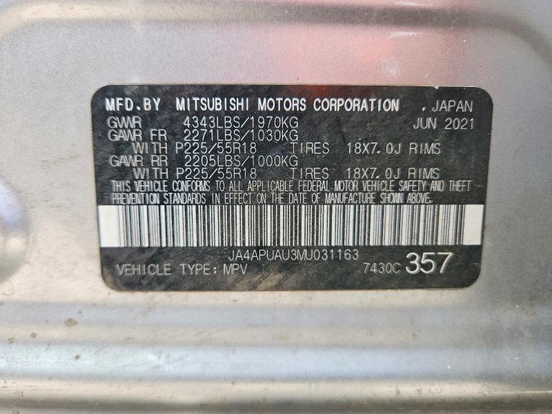 64905176 :رقم المزاد ، JA4APUAU3MU031163 vin ، 2021 Mitsubishi Outlander Sport مزاد بيع