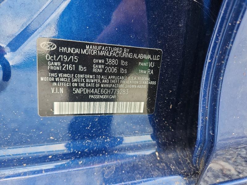 Продажа на аукционе авто 2016 Hyundai Elantra, vin: 5NPDH4AE6GH779283, номер лота: 63914346