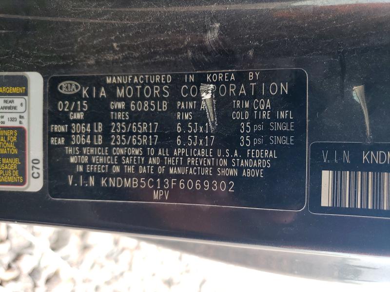 64648966 :رقم المزاد ، KNDMB5C13F6069302 vin ، 2015 Kia Sedona مزاد بيع
