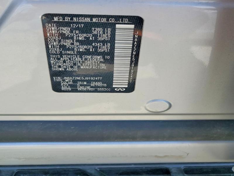 64725016 :رقم المزاد ، JN8AZ2NE5J9192477 vin ، 2018 Infiniti Qx80 مزاد بيع