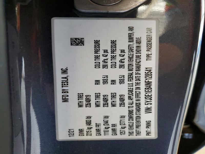Продажа на аукционе авто 2022 Tesla Model 3, vin: 5YJ3E1EB4NF128541, номер лота: 65499586