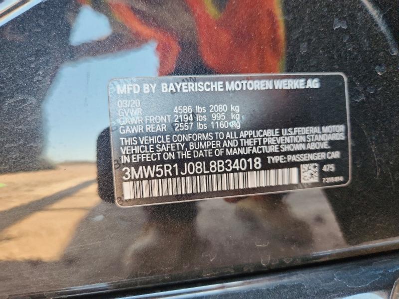 2020 Bmw 330i მანქანა იყიდება აუქციონზე, vin: 3MW5R1J08L8B34018, აუქციონის ნომერი: 64324346