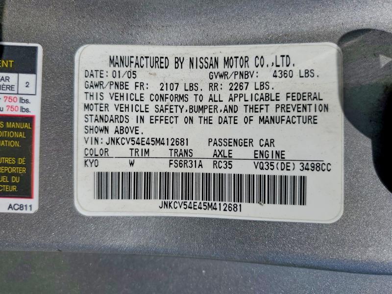 Продажа на аукционе авто 2005 Infiniti G35, vin: JNKCV54E45M412681, номер лота: 66135066