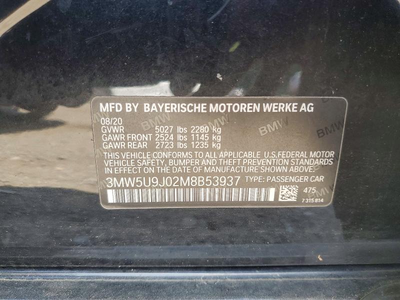 Aukcja sprzedaży 2021 Bmw M340xi, vin: 3MW5U9J02M8B53937, numer aukcji: 63659636