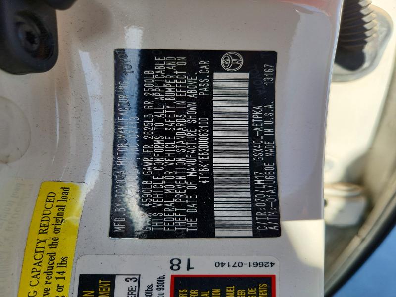 Продаж на аукціоні авто 2013 Toyota Avalon, vin: 4T1BK1EB2DU063100, номер лоту: 64699176