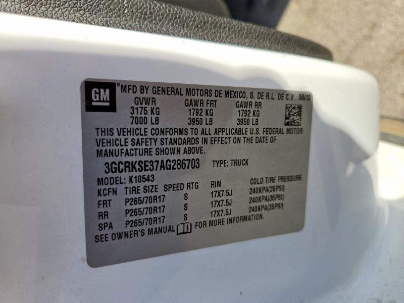 2010 Chevrolet Silverado მანქანა იყიდება აუქციონზე, vin: 3GCRKSE37AG286703, აუქციონის ნომერი: 65793396