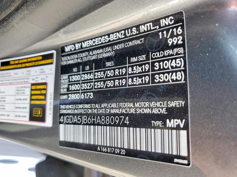 Продаж на аукціоні авто 2017 Mercedes-benz Gle, vin: 4JGDA5JB6HA880974, номер лоту: 66920756