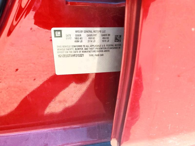 65139766 :رقم المزاد ، 1G1ZE5STXHF215321 vin ، 2017 Chevrolet Malibu مزاد بيع