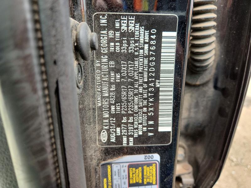 64901356 :رقم المزاد ، 5XYKT3A12DG376840 vin ، 2013 Kia Sorento مزاد بيع