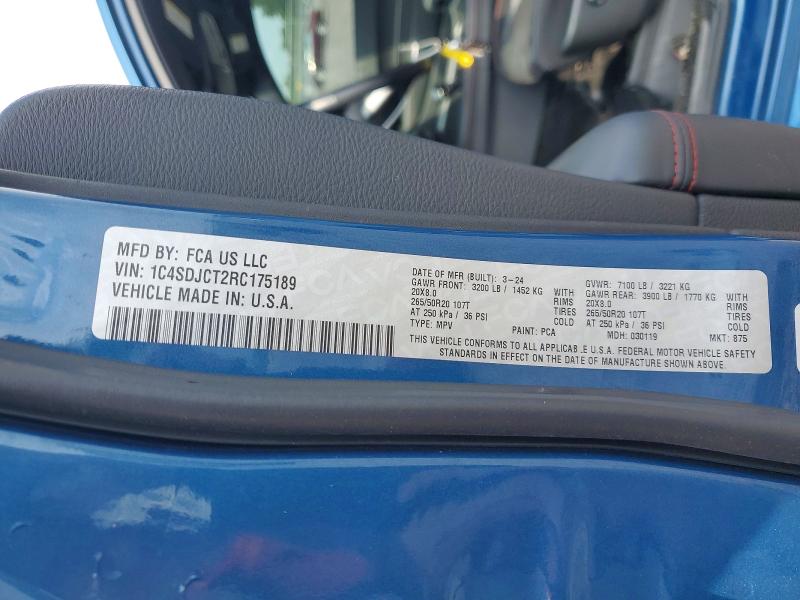 Aukcja sprzedaży 2024 Dodge Durango, vin: 1C4SDJCT2RC175189, numer aukcji: 64328266