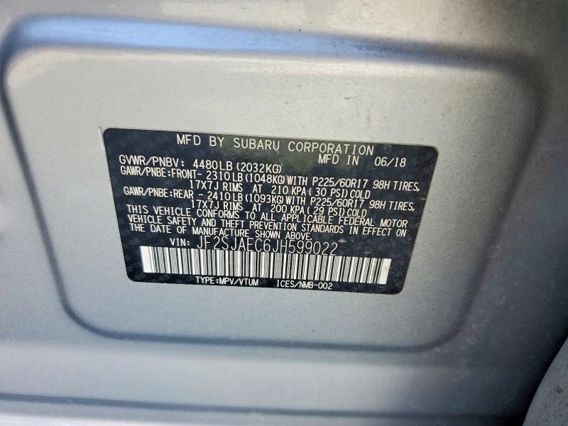 Aukcja sprzedaży 2018 Subaru Forester, vin: JF2SJAEC6JH599022, numer aukcji: 64261146
