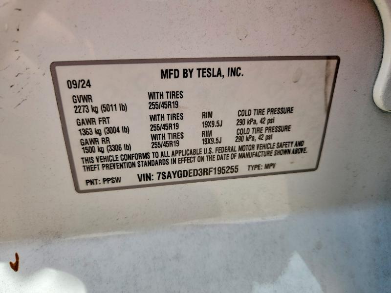 Aukcja sprzedaży 2024 Tesla Model Y, vin: 7SAYGDED3RF195255, numer aukcji: 63418286