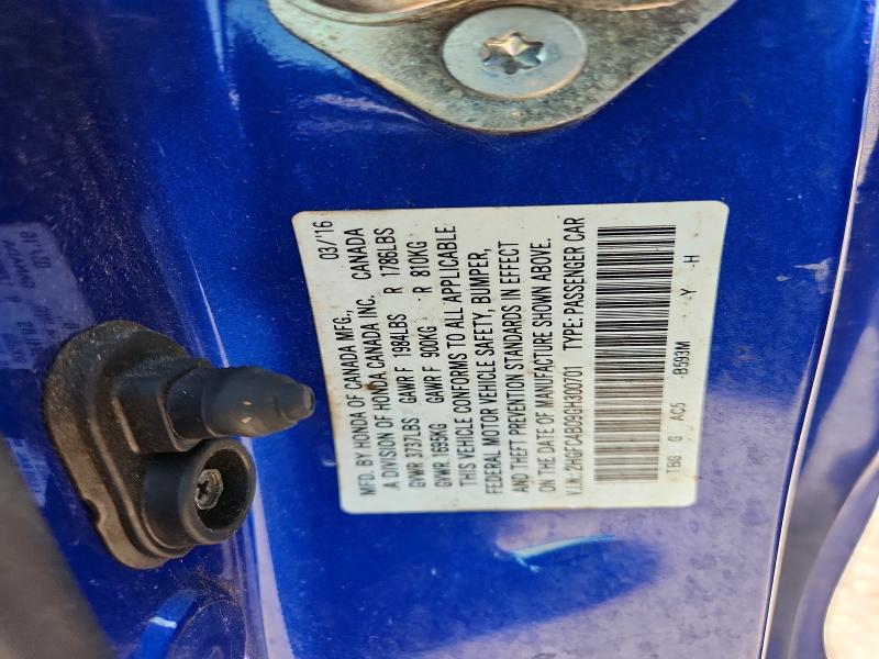 64237416 :رقم المزاد ، 2HGFC4B09GH300701 vin ، 2016 Honda Civic مزاد بيع